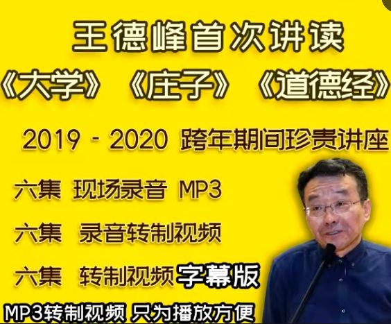 王德峰大学庄子道德经讲读教程儒 道家音频转视频课程字幕版百度云百度网盘下载