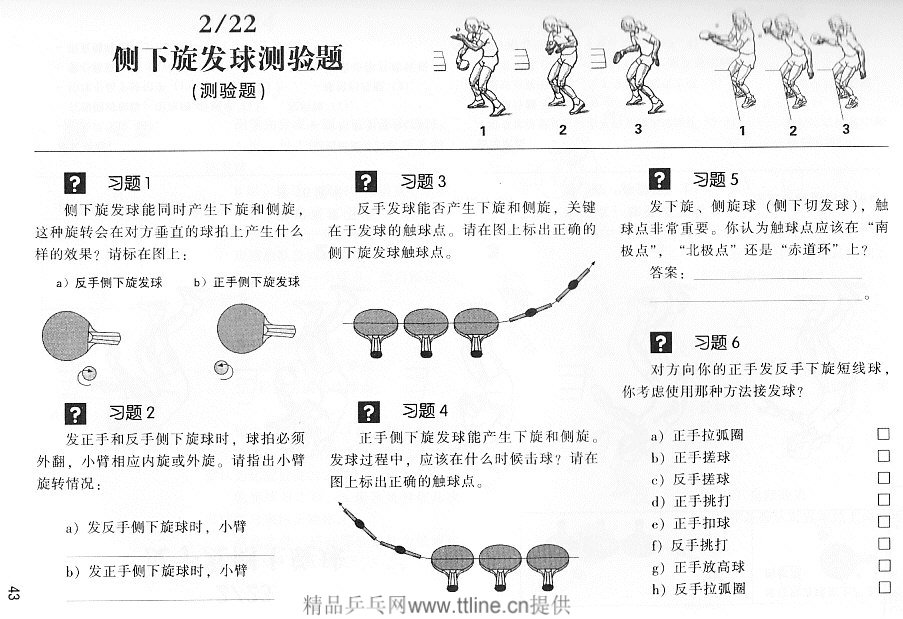 正手发侧下旋球图解与练习方法