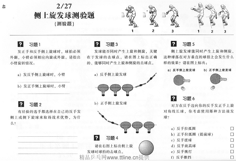 正手发侧上旋球图解与练习方法