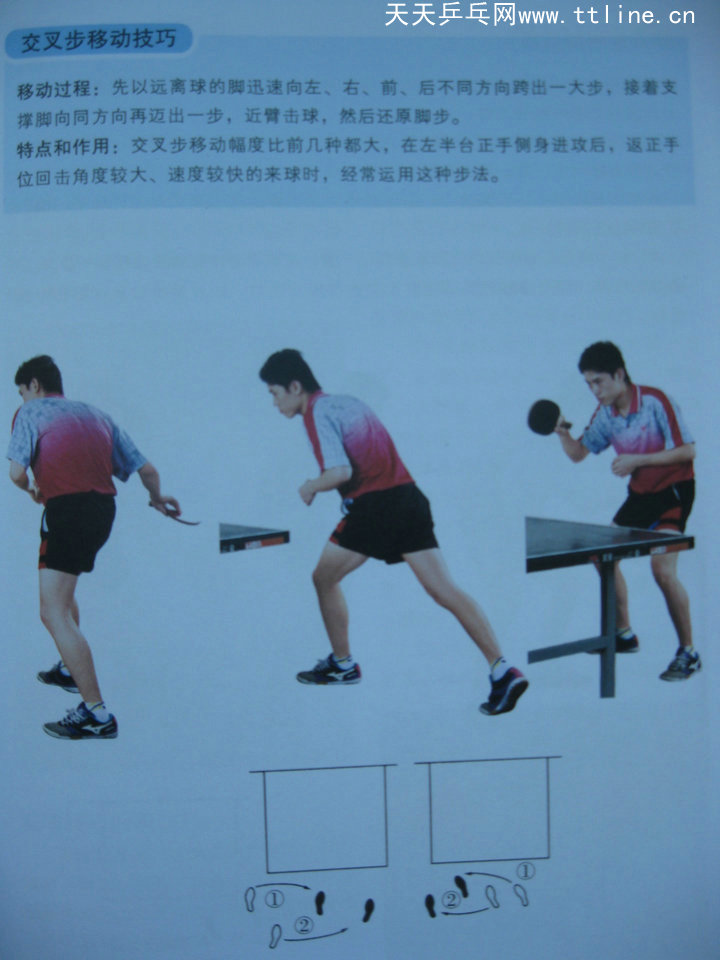 跟教练学乒乓-基本步法-交叉步移动技巧