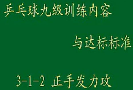 乒乓球九级训练内容与达标3-1-2正手发力攻