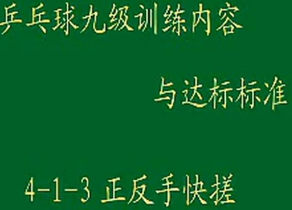 九级训练内容与达标标准 4-1-3 正反手快搓