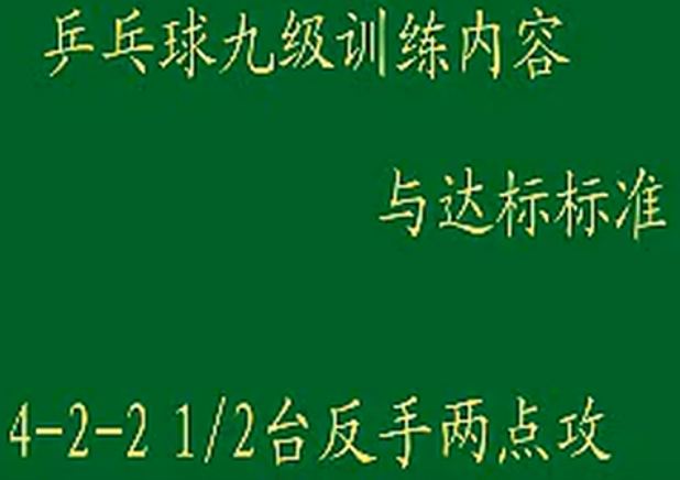 九级训练内容与达标标准4-2-2 反手两点攻